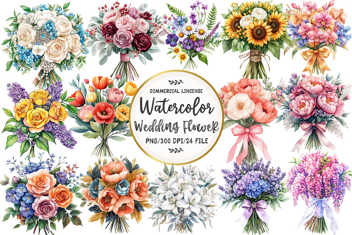 Wedding Flower Bouquet Clipart, an Illustration by OK Design (Photo 1 of 5)
