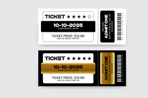 Black and White Simple tickets, a Stationery Template by Kazi Hossain