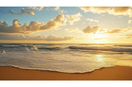 Golden sunset over ocean waves at, a Nature Photo by Lermont51