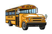 School bus yellow cartoon vehicle | Education Illustrations ~ Creative ...