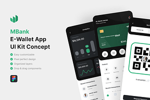 MBank - E-Wallet App UI Kit, an UI Kit Template by iDoodle Studio