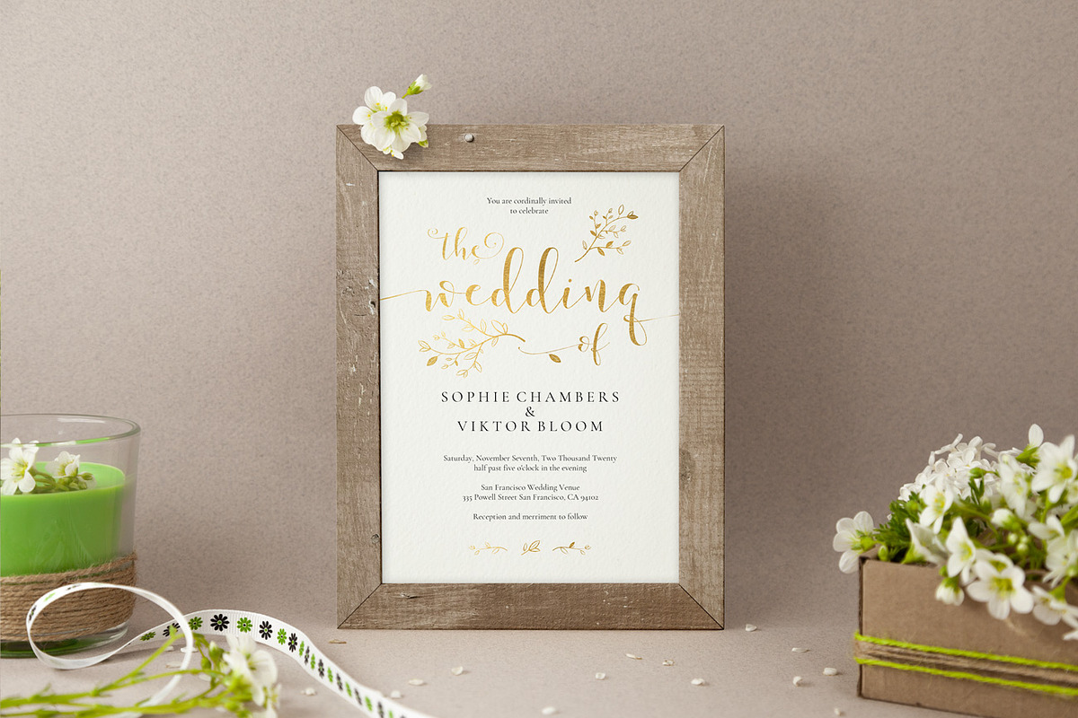 Gold Wedding Invitation Set, Sophie, an Invitation Template by Alice Bluefox (Photo 3 of 11)