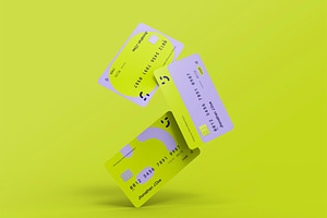 3d Floating Credit Cards Mockup