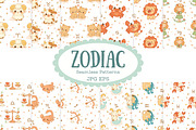 Cute Zodiac Seamless Patterns  12, an Illustration by Bielousova Art (Thumbnail 1 of 8)