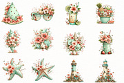 Whimsical summer floral Clipart, an Illustration by Designworld (Thumbnail 4 of 8)