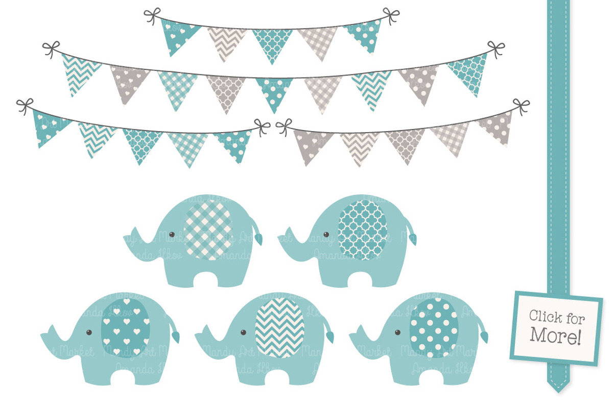 Vintage Blue Elephants and Patterns, an Illustration by Amanda Ilkov (Photo 2 of 3)