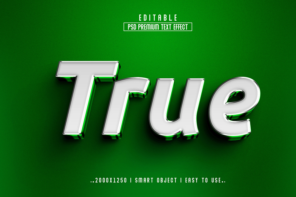 True 3D Editable Text Effect Style, a Layer Style Add-On by Md Jahidul99 (Photo 1 of 2)