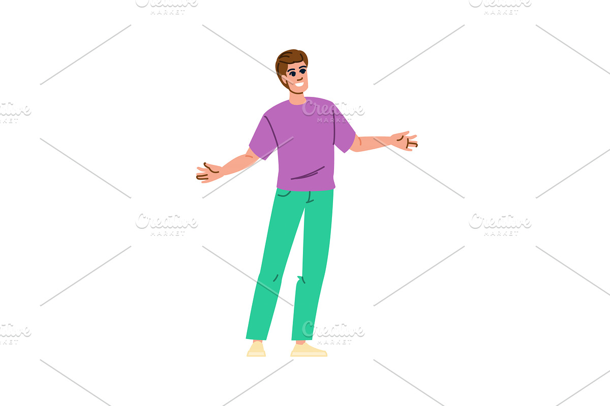 Young man showing or explaining, a Person Illustration by pikepicture