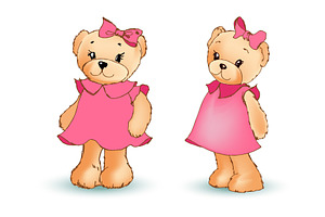 Adorable Toy Bear In Pink Dress With