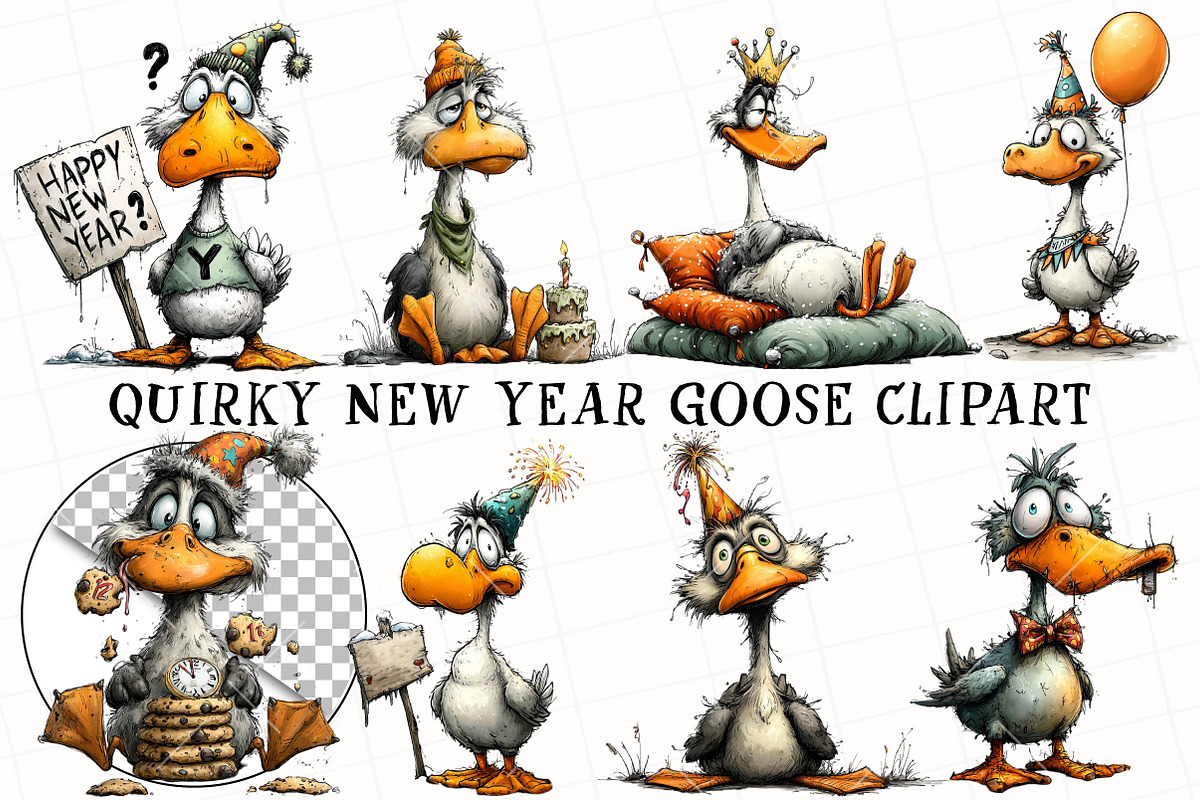 Quirky New Year Goose Clipart, an Illustration by OK Design (Photo 2 of 6)