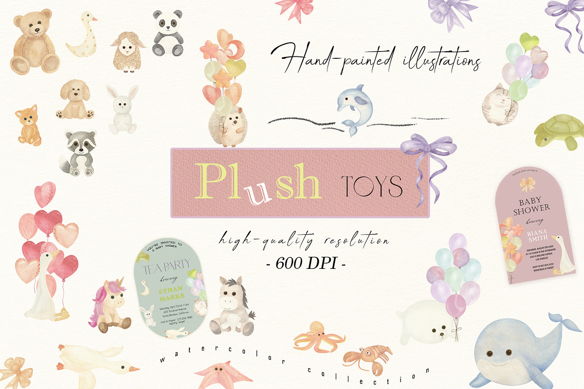 Baby Shower Plush Toys Set, a Decorative Illustration by Sunshine Art (Photo 1 of 11)