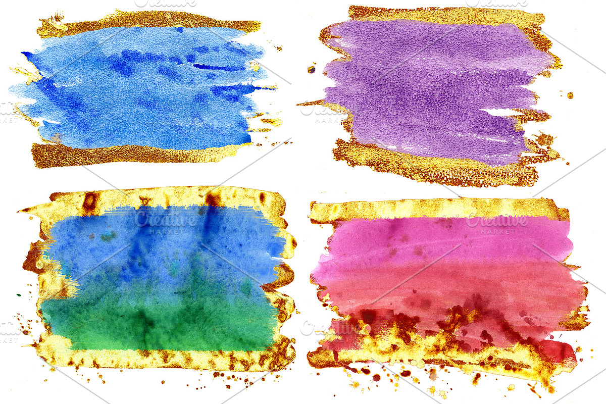 Watercolor Brush Strokes with gold, a Texture Illustration by Watercolor fantasy (Photo 3 of 8)