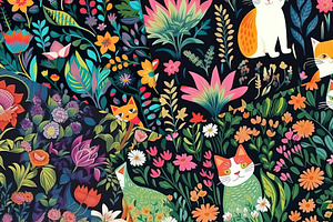 Floral Cat Patterns