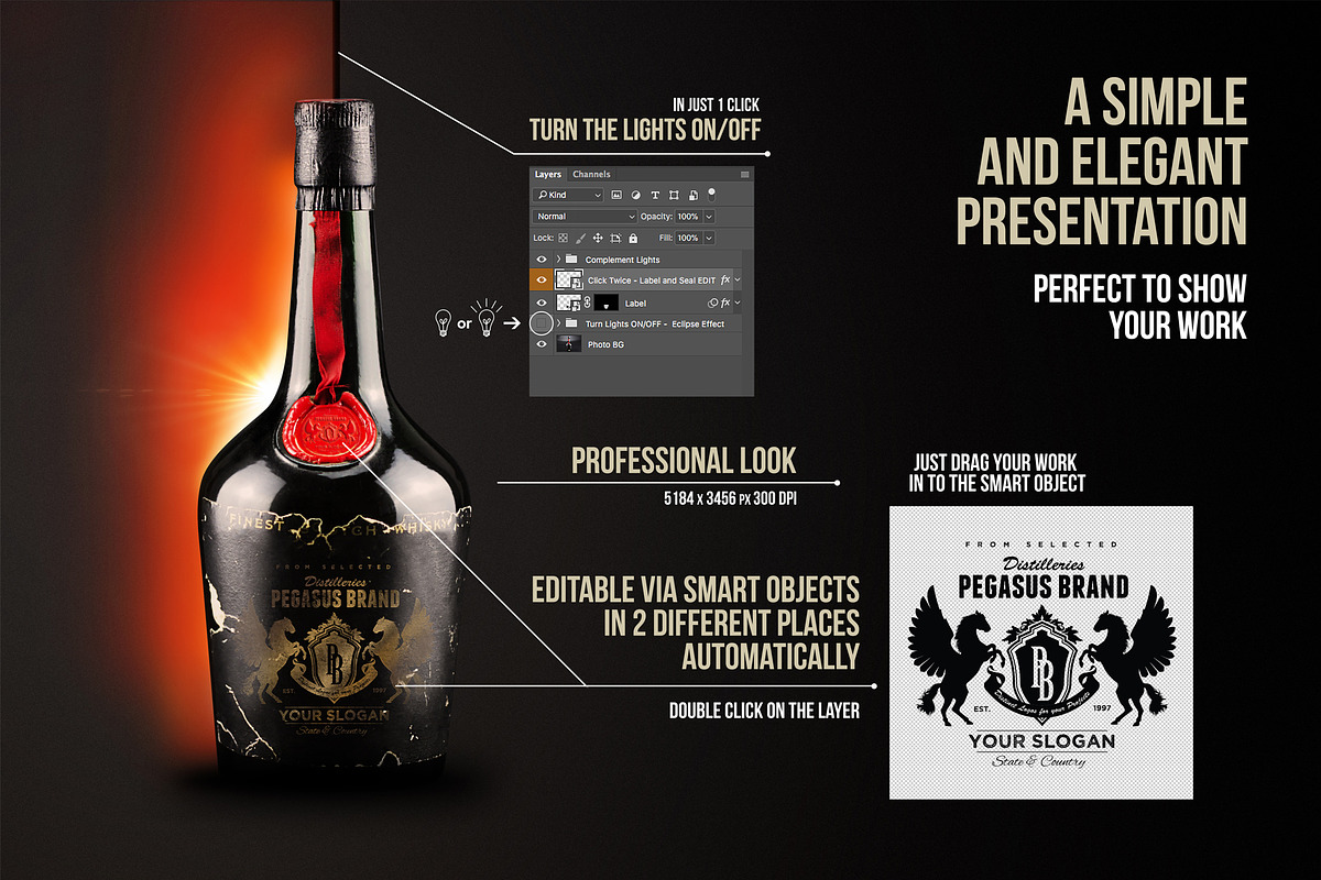 Red Seal Whiskey Bottle Mockup N1969, a Product Mockup by BMACHINA Labs. (Photo 5 of 5)