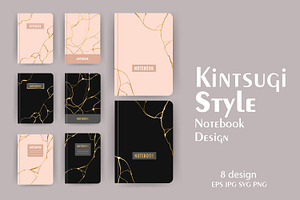 Kintsugi style - Notebook design set