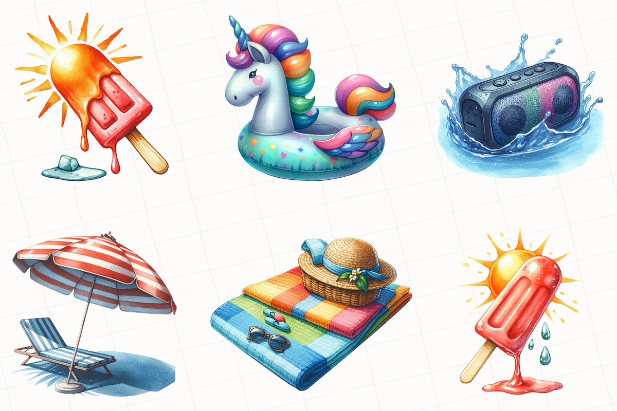 Summer Pool Party Clipart, an Illustration by OK Design (Photo 3 of 5)
