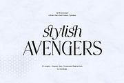 Stylish Avengers Serif Family, a Serif Font by moriztype (Thumbnail 1 of 13)