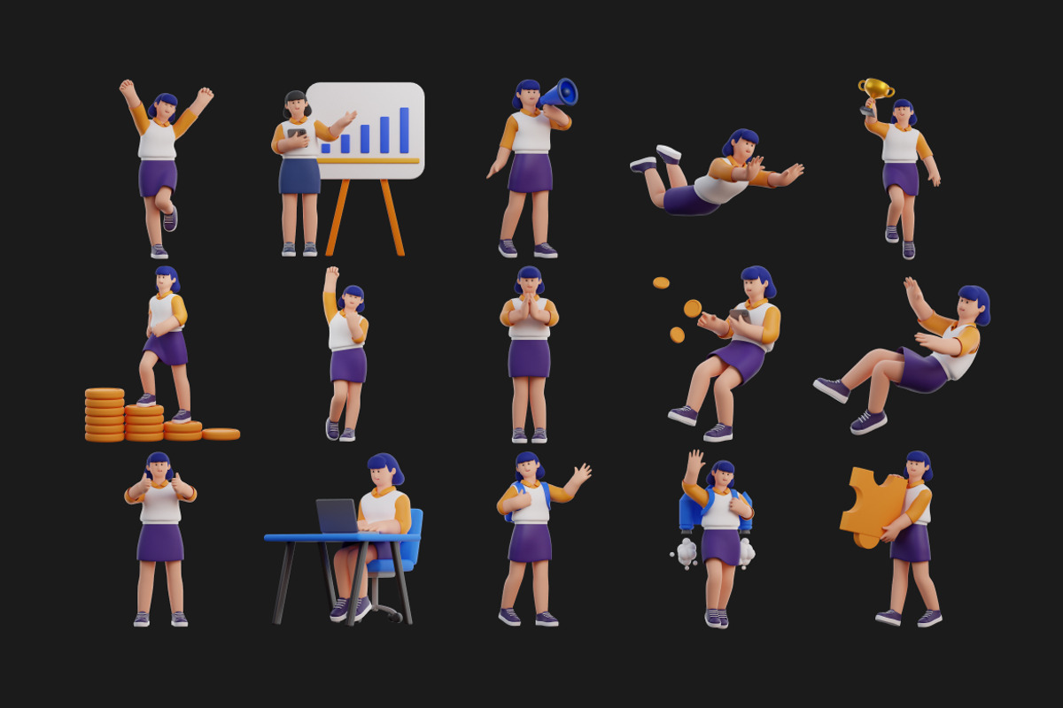 3D Business Activity Characters, a Characters & Person 3D Model by Rakata Studio (Photo 3 of 4)