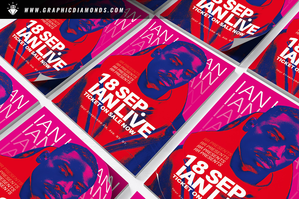 Music Flyer Template, a Flyer Template by GraphicDiamonds (Photo 5 of 6)
