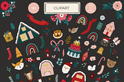 Floral Christmas clipart & pattern, an Animal Illustration by Cozy pattern shop (Thumbnail 6 of 14)