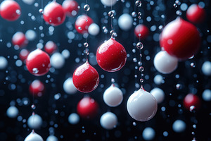 Decorative red and white hanging orn, a Photo by Tanuart