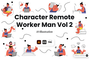 Remote Worker Man Vol 2, a Work Illustration by SLAB! Design