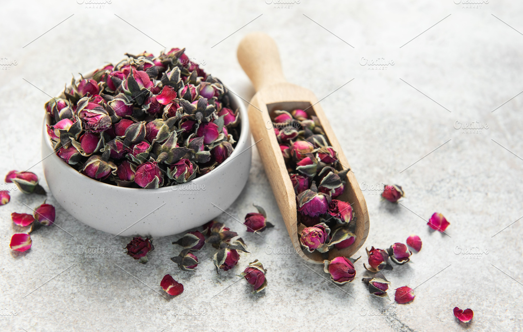 Dried rose buds for herbal tea and aromatherapy, a Food & Drink Photo by Olena Rudo