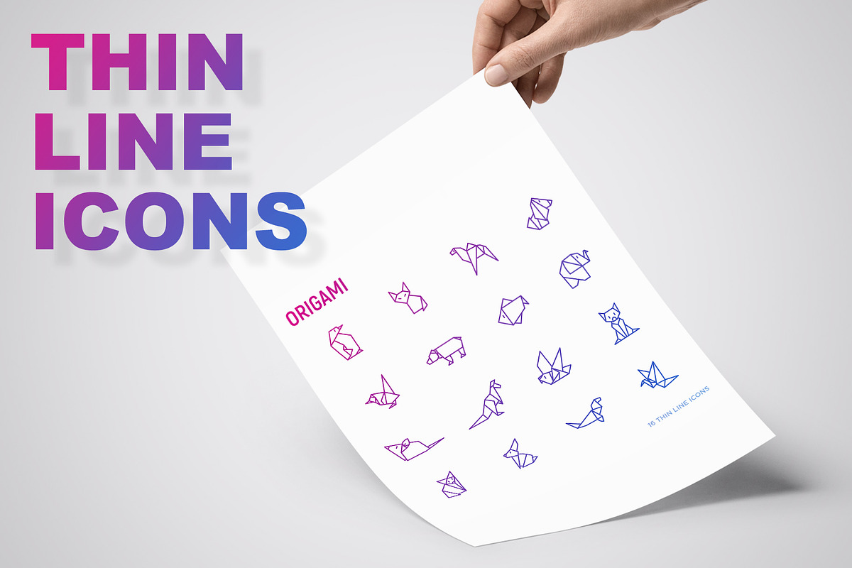 Origami Icons Set | 30 Templates, an Outline Icon by Alex Blogoodf (Photo 2 of 10)