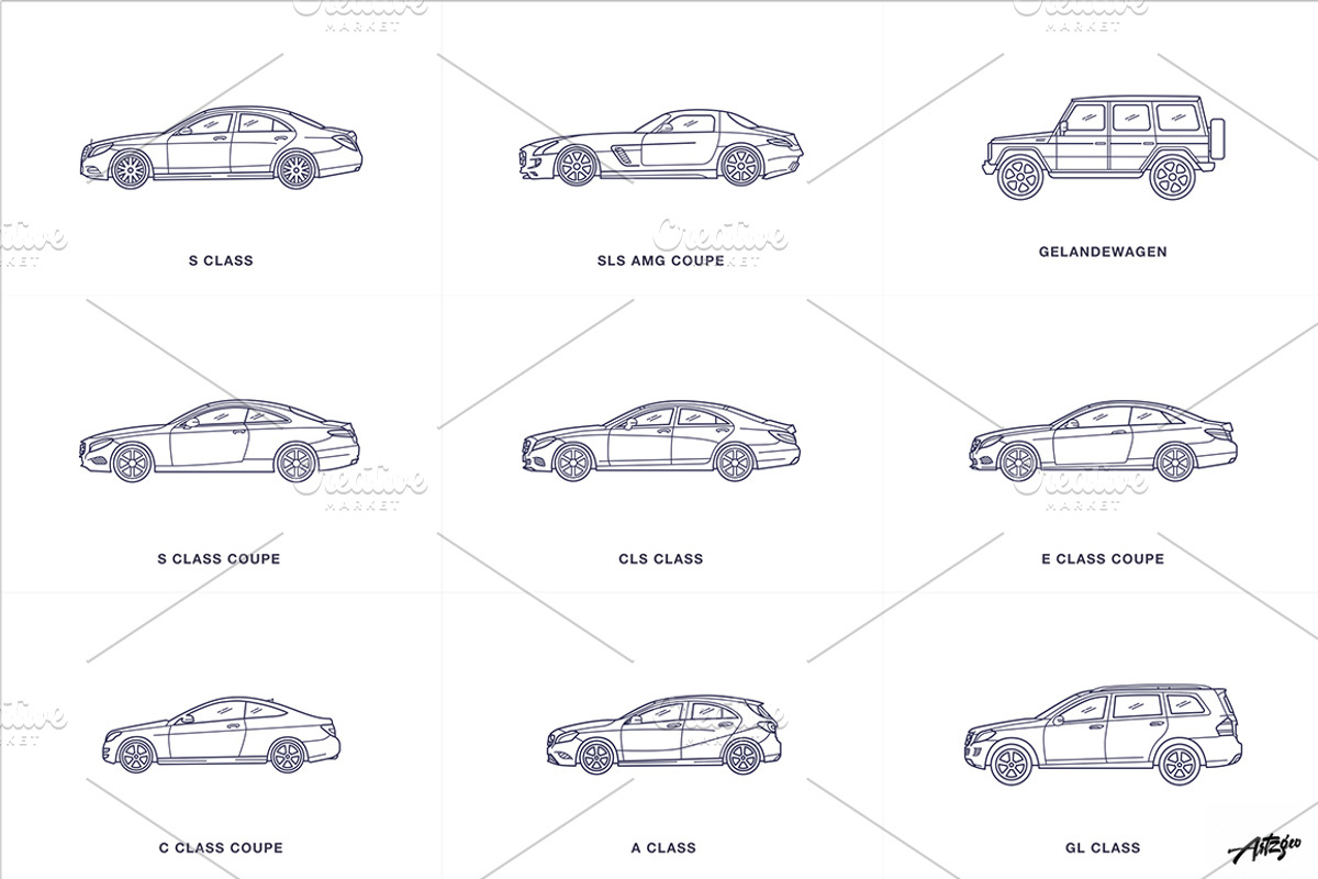 Premium Cars – Mercedes (Vector), an Illustration by Artzgeo (Photo 2 of 3)