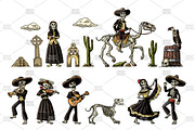 Bundle engraving mexican skeleton, an Illustration by MoreVector (Thumbnail 2 of 14)