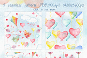 Valentines day love watercolor set, an Illustration by antuanetto (Thumbnail 5 of 11)