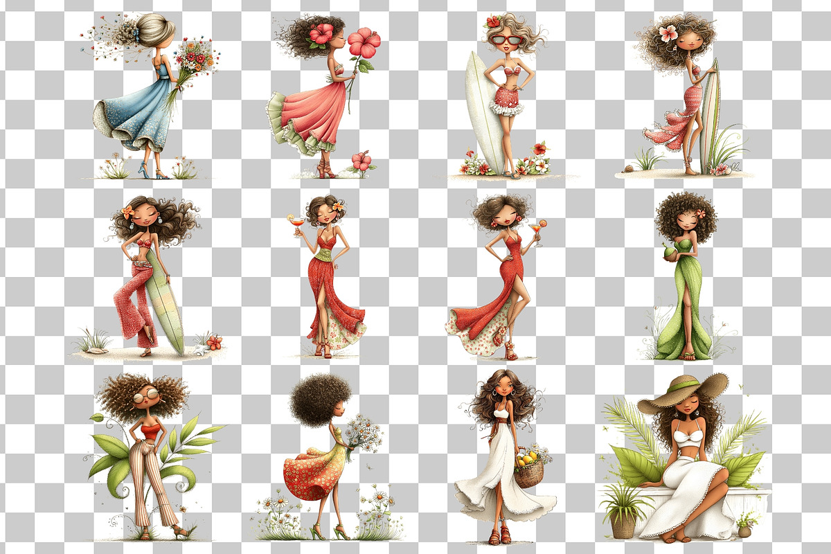 Summer Woman Watercolor Clipart, a Person Illustration by Nicolle's Colorful Art (Photo 3 of 5)