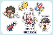 New Year Chibi Art Sticker Set 2, an Illustration by vectstudio (Thumbnail 2 of 3)