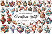 Watercolor Christmas Lights Clipart, an Illustration by designcity5 (Thumbnail 1 of 5)