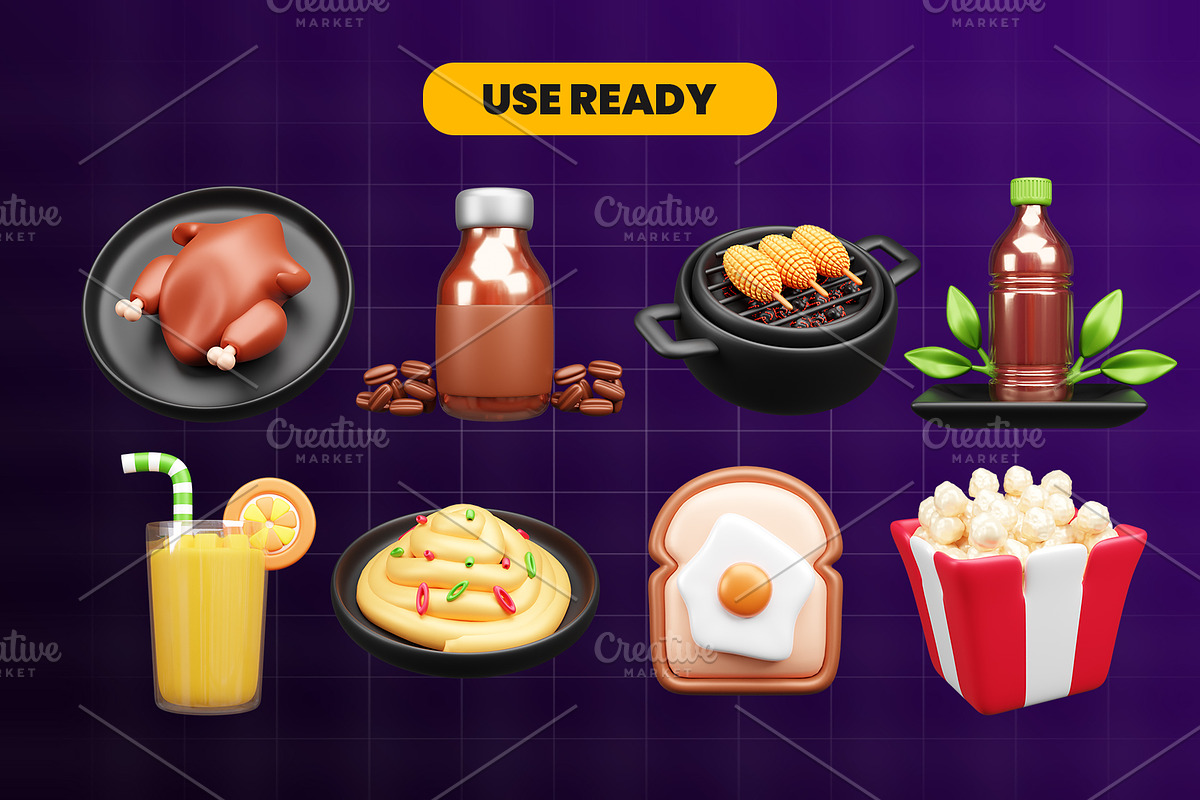 Food and Beverage 3d Icon Pack, an Object 3D Model by Ui Stock (Photo 4 of 6)