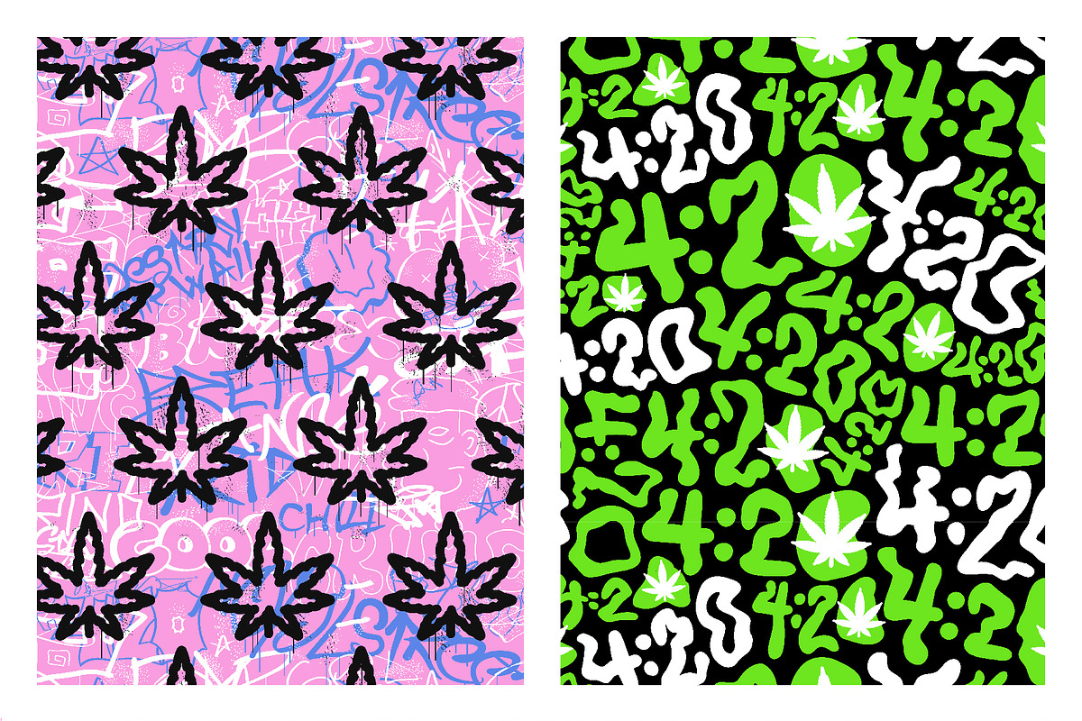 Marijuana Seamless Pattern Bundle 2, a Pattern Graphic by Slavko Kahovsky (Photo 2 of 9)