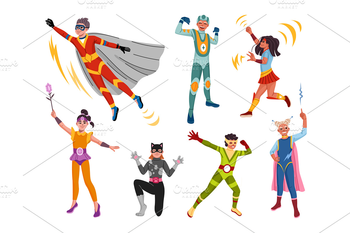 Cartoon kids superhero characters, a Person Illustration by Buch&Bee