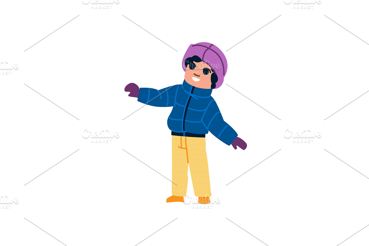 Happy child wearing winter clothes, a Person Illustration by pikepicture