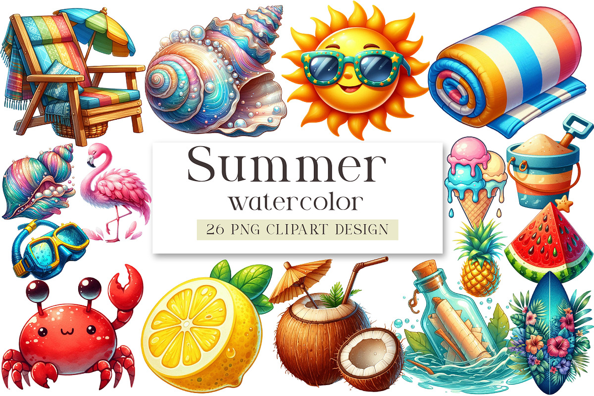 Summer Clipart Bundle, a Seasonal Illustration by DreamArtGraphic (Photo 1 of 4)