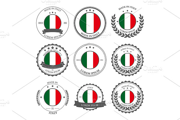 Made In Italy Seals Badges. Vector