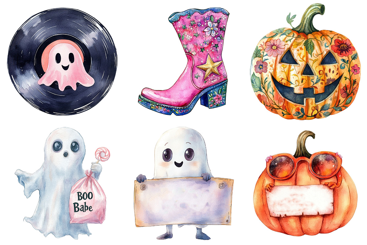 Pink Retro Halloween Clipart Bundle, an Illustration by Daily.Designs (Photo 4 of 5)