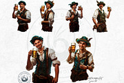 Oktoberfest Bavarian Men Clipart Set, a Seasonal Illustration by ThatsDesignArt (Thumbnail 9 of 9)
