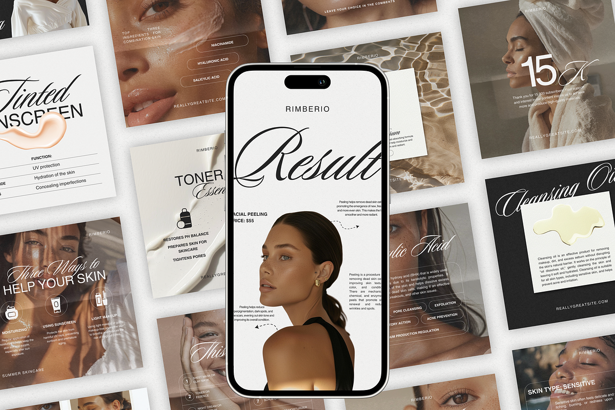 Skincare CANVA Beauty Templates, a Social Media Template by Xenié Creative