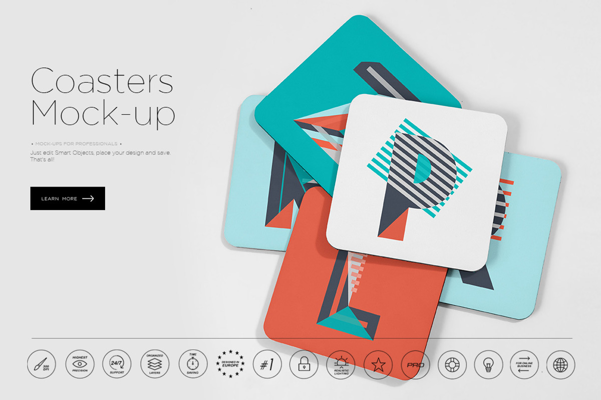 Coasters Mockup, a Product Mockup by Denny's Mock-ups (Photo 1 of 9)