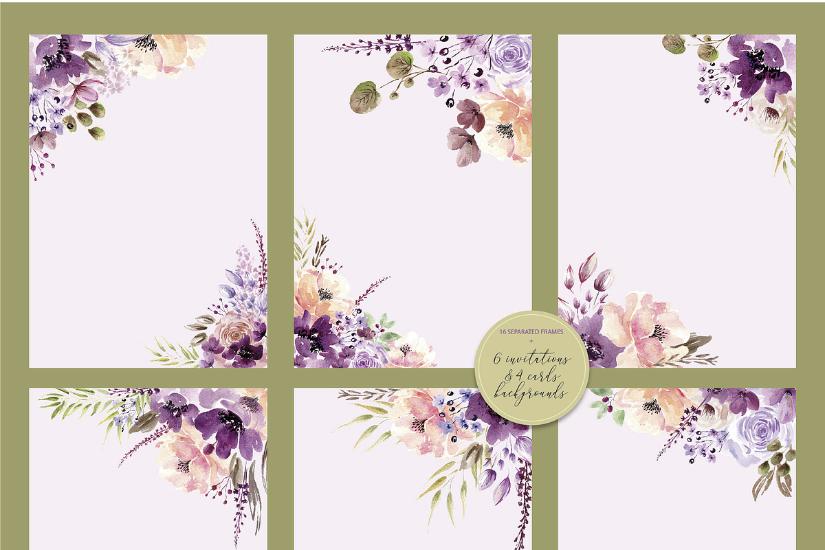 Violet Watercolor Floral Set, an Illustration by Anis Illustration (Photo 7 of 10)