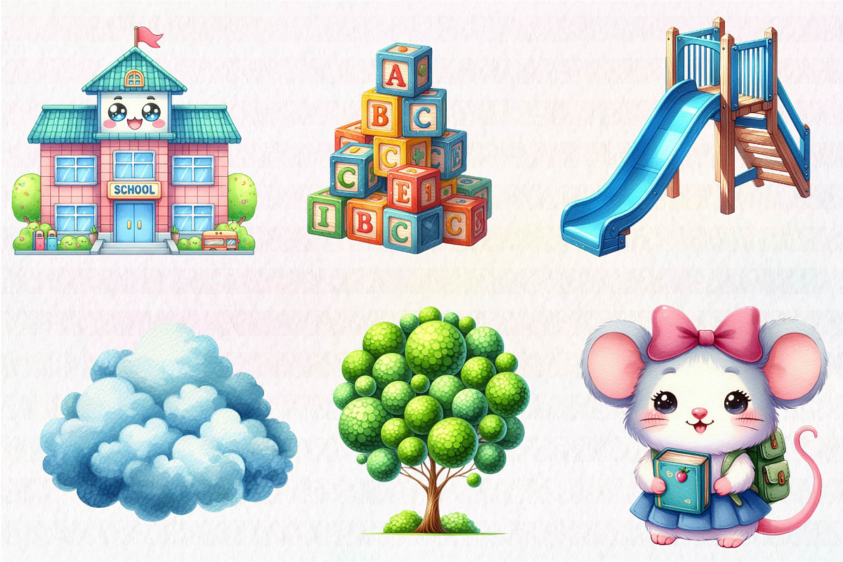 Kawaii Back to School Clipart, an Illustration by CreationArt (Photo 4 of 5)