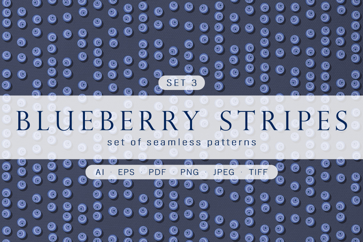 Blueberry stripes- Set patterns, a Pattern Graphic by Yummy (Photo 1 of 9)