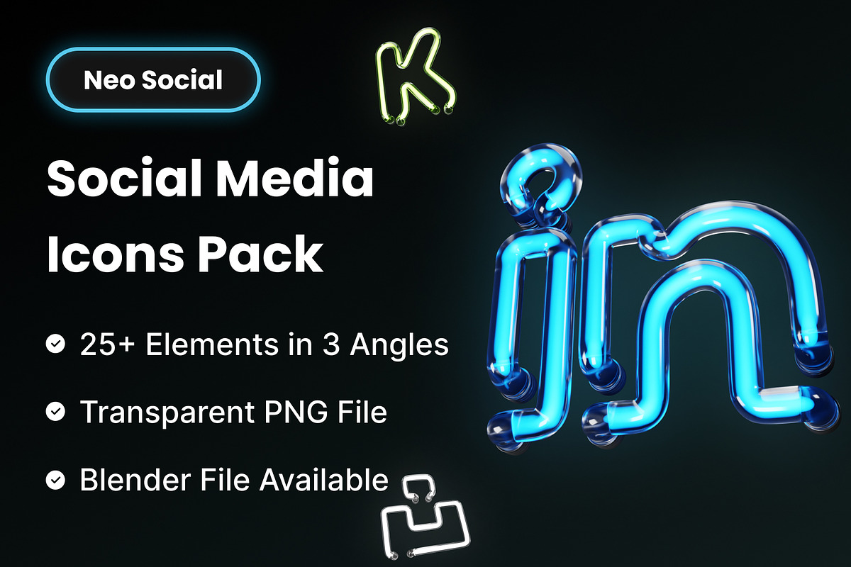 Neo Social | Social Media 3D Icons, an Object 3D Model by Iqonic Design (Photo 1 of 8)