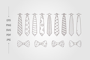 various of tie line art vector, an Object Graphic by lawoel