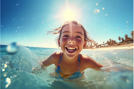 Summer girl swim scene. Generate Ai, a Person Photo by Ylivdesign